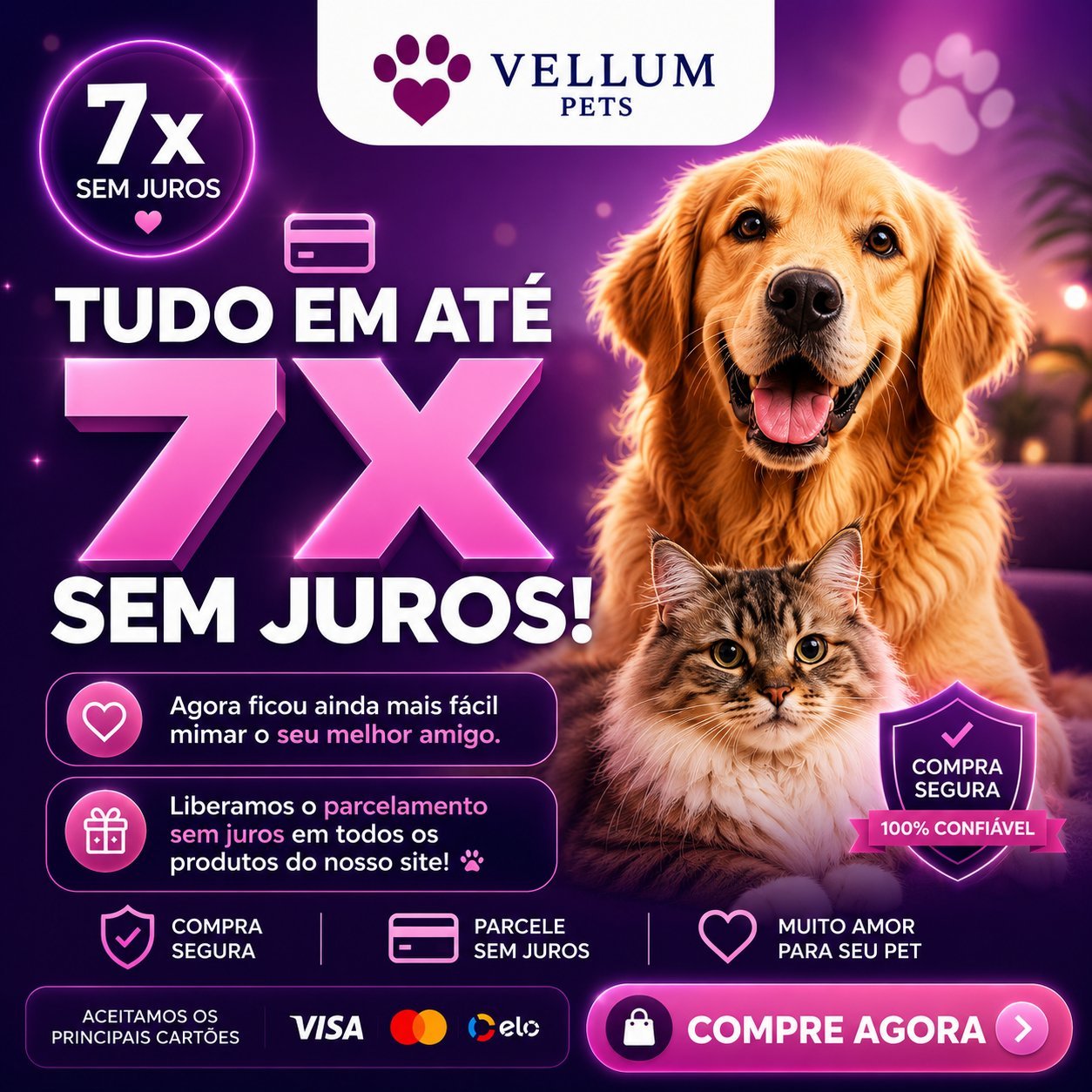 7x Sem Juros Vellum Pets