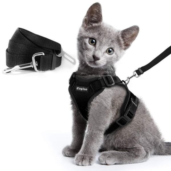 Peitoral Antifuga para Gato com Cinto de Segurança para Carro — Refletivo e Ajustável
