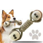 Haltere de Corda com Bola de Tênis para Cães - Limpeza Dental