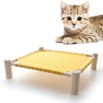Cama Elevada de Madeira para Cães e Gatos — Lavável e Removível