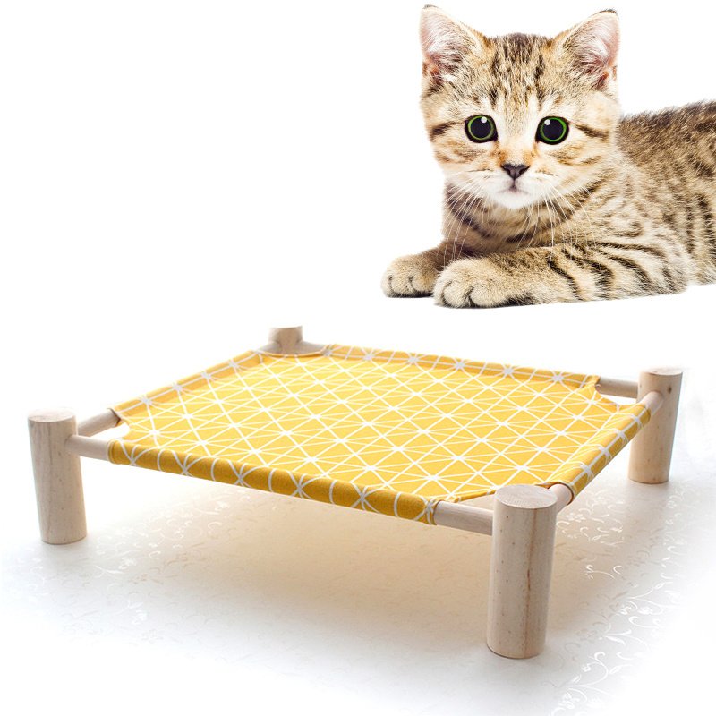 Cama Elevada de Madeira para Cães e Gatos — Lavável e Removível