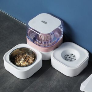 Bebedouro Automático com Tigela Dupla Anti-Molhar Bigodes - Gatos e Cães