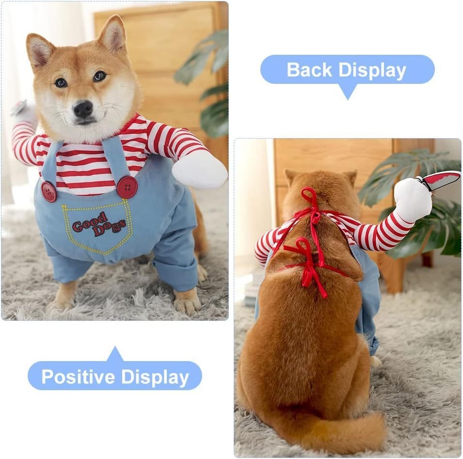 Conjunto Halloween 3 Peças com Suspensório e Faca Decorativa para Pets
