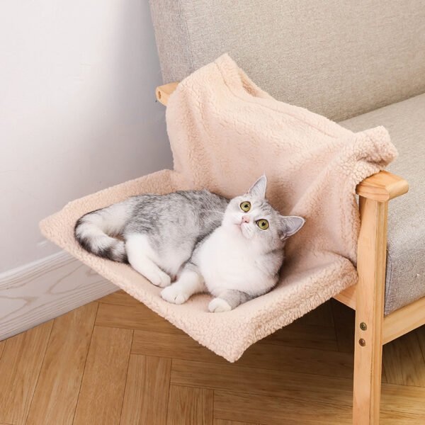 Rede Hammock em L para Gatos — Pelúcia Pendurada para Janela ou Parede