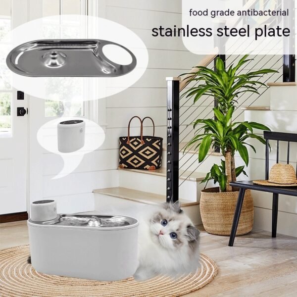 Bebedouro Inteligente Sem Fio com Tigela de Aço Inox e Bateria 4000mAh – Gatos e Cães