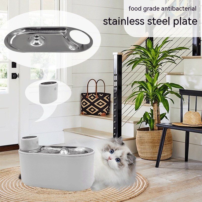 Bebedouro Inteligente Sem Fio com Tigela de Aço Inox e Bateria 4000mAh – Gatos e Cães