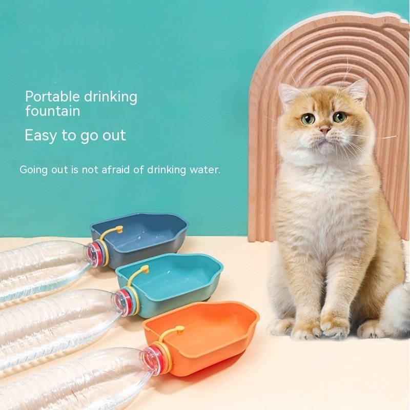 Garrafa Bebedouro Portátil com Tigela Acoplada para Passeio – Cães e Gatos