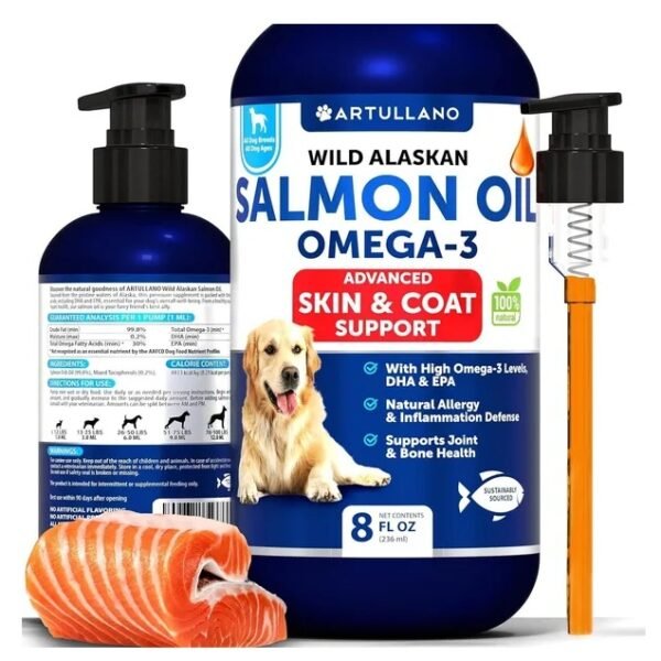 Óleo de Salmão Artullano para Cães Suplemento Ômega 3 para Pele e Articulações