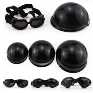 Capacete Pet Estilo Moto com Óculos — Kit Completo Divertido