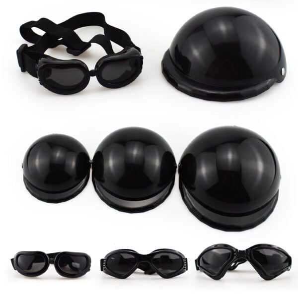 Capacete Pet Estilo Moto com Óculos — Kit Completo Divertido