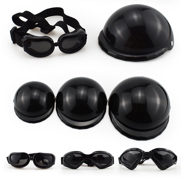 Capacete Pet Estilo Moto com Óculos — Kit Completo Divertido