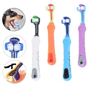 Escova de Dentes Tripla Face para Cães e Gatos