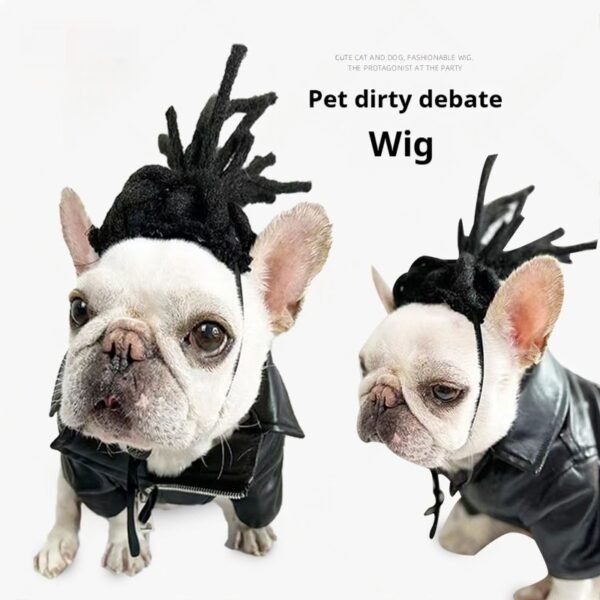 Peruca Dreadlocks Estilo Francês para Pets – Acessório Divertido para Fotos e Festas