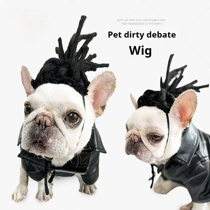 Peruca Dreadlocks Estilo Francês para Pets – Acessório Divertido para Fotos e Festas