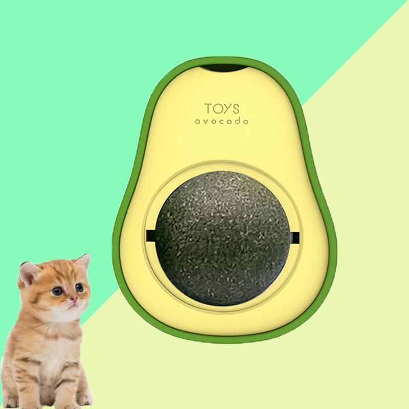 Bola de Catnip Abacate com Rotação 360° – Brinquedo Multifuncional para Gatos
