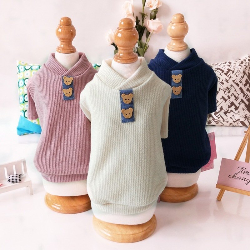 Suéter Casual de Duas Pernas para Cães – Rosa Lótus, Branco Creme e Azul Marinho