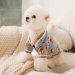 Cardigan Listrado de Tricô para Cães com Pompom – Vários Estilos