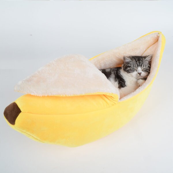 Ninho Banana Redondo de Pelúcia para Gatos e Cães — Quatro Estações