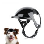 Capacete de Segurança Pet Estilo Motociclista — Preto e Rosa