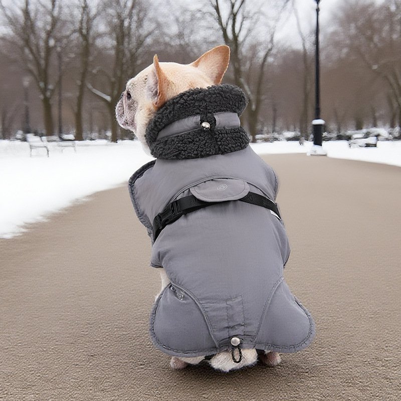 Casaco Acolchoado de Inverno para Cães – Bege, Cinza e Preto