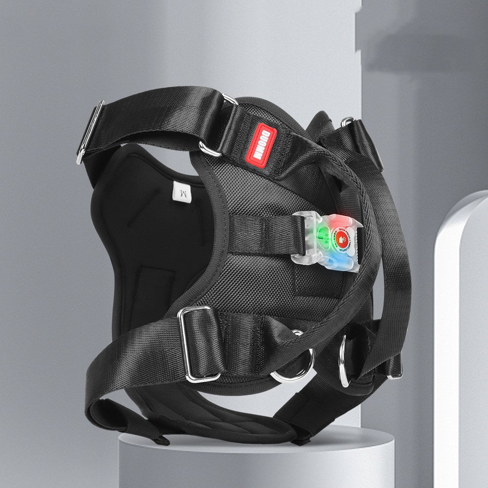 Peitoral LED Luminoso Antipuxão em Oxford para Cães