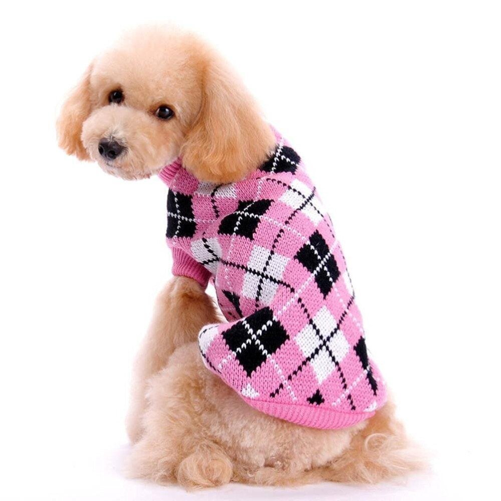 Suéter de Tricô para Cães – Outono e Inverno com Losangos