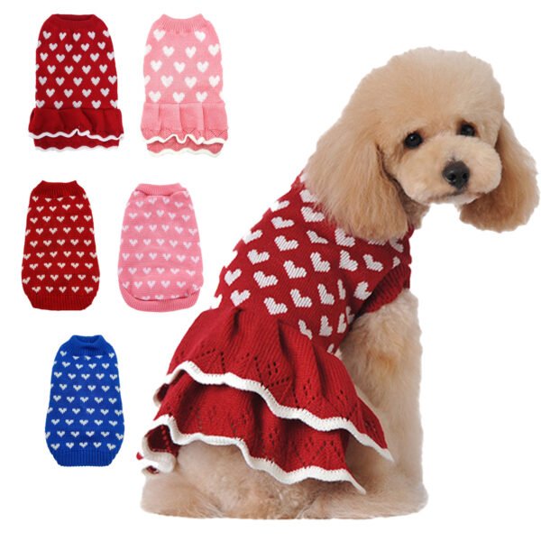 Suéter e Camiseta com Coração para Cães – Estilo Europeu e Americano