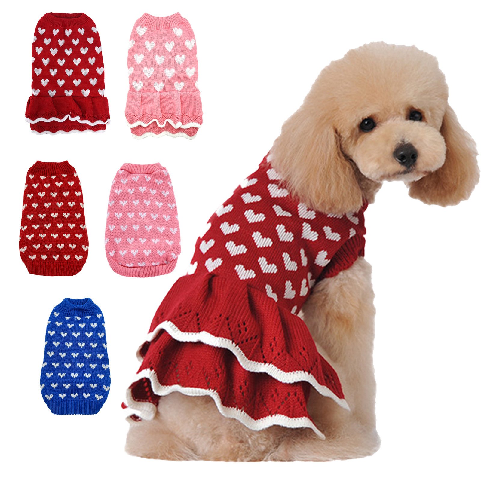 Suéter e Camiseta com Coração para Cães – Estilo Europeu e Americano