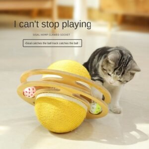 Bola Arranhadora de Sisal com Poste Interativo - Gatos
