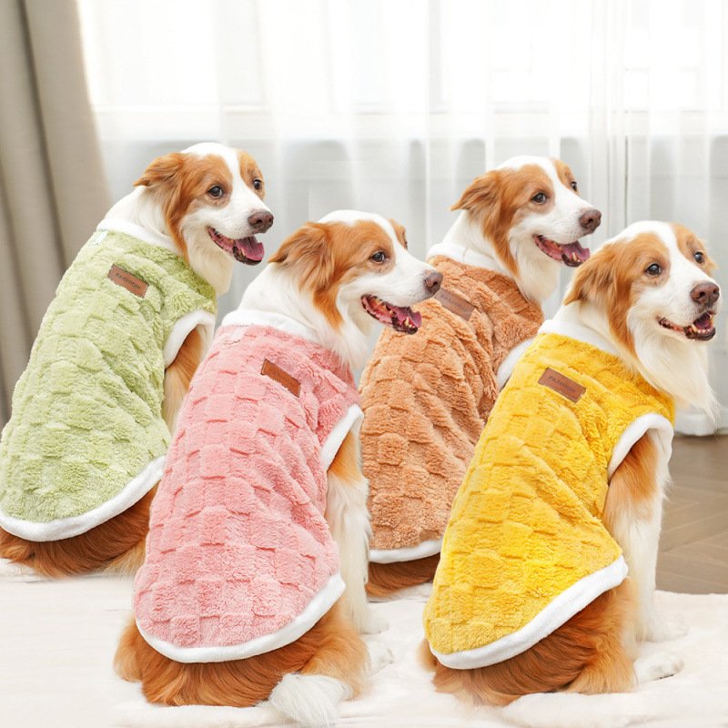 Roupa de Inverno Xadrez com Etiqueta de Couro para Pets — Do PP ao 8XG