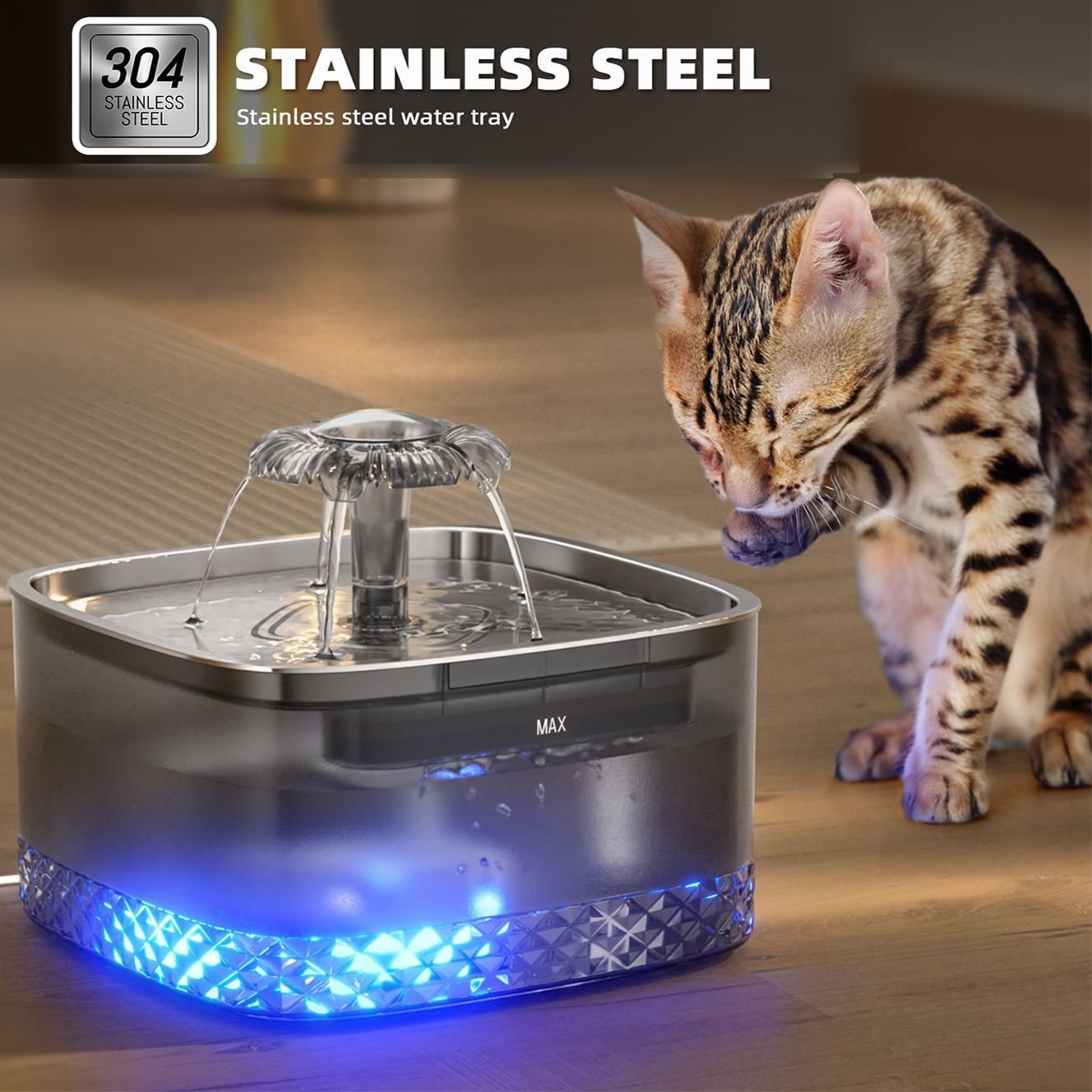 Bebedouro Automático de Aço Inoxidável com Fluxo de Água Bivolt – Gatos e Cães