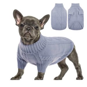 Suéter Gola Alta de Acrílico para Cães – Cores Sólidas Outono e Inverno
