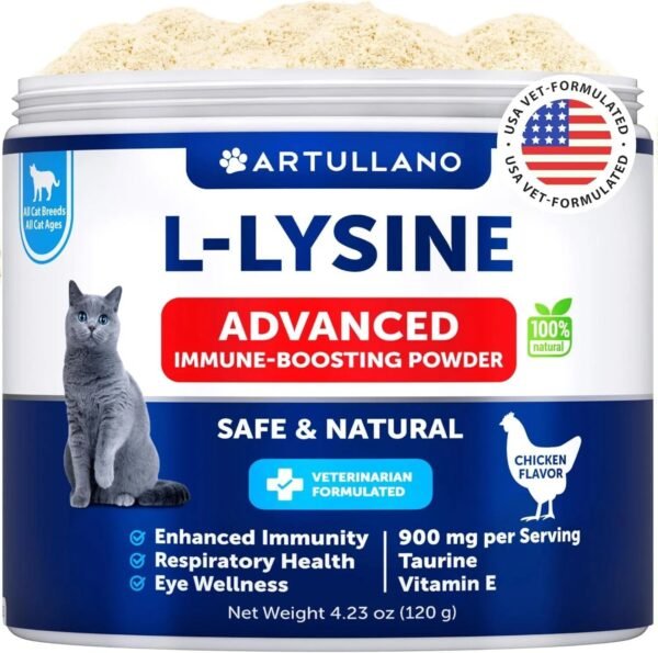 Suplemento de L-Lisina em Pó para Gatos Artullano Suporte Imunológico e Respiratório