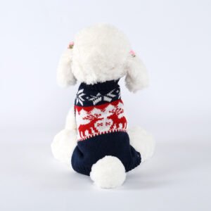 Suéter de Tricô Natalino para Cães – Estilo Europeu Azul Marinho