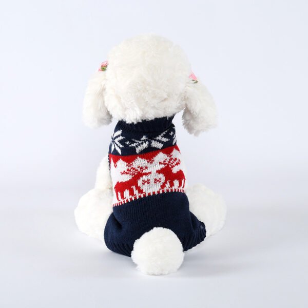 Suéter de Tricô Natalino para Cães – Estilo Europeu Azul Marinho
