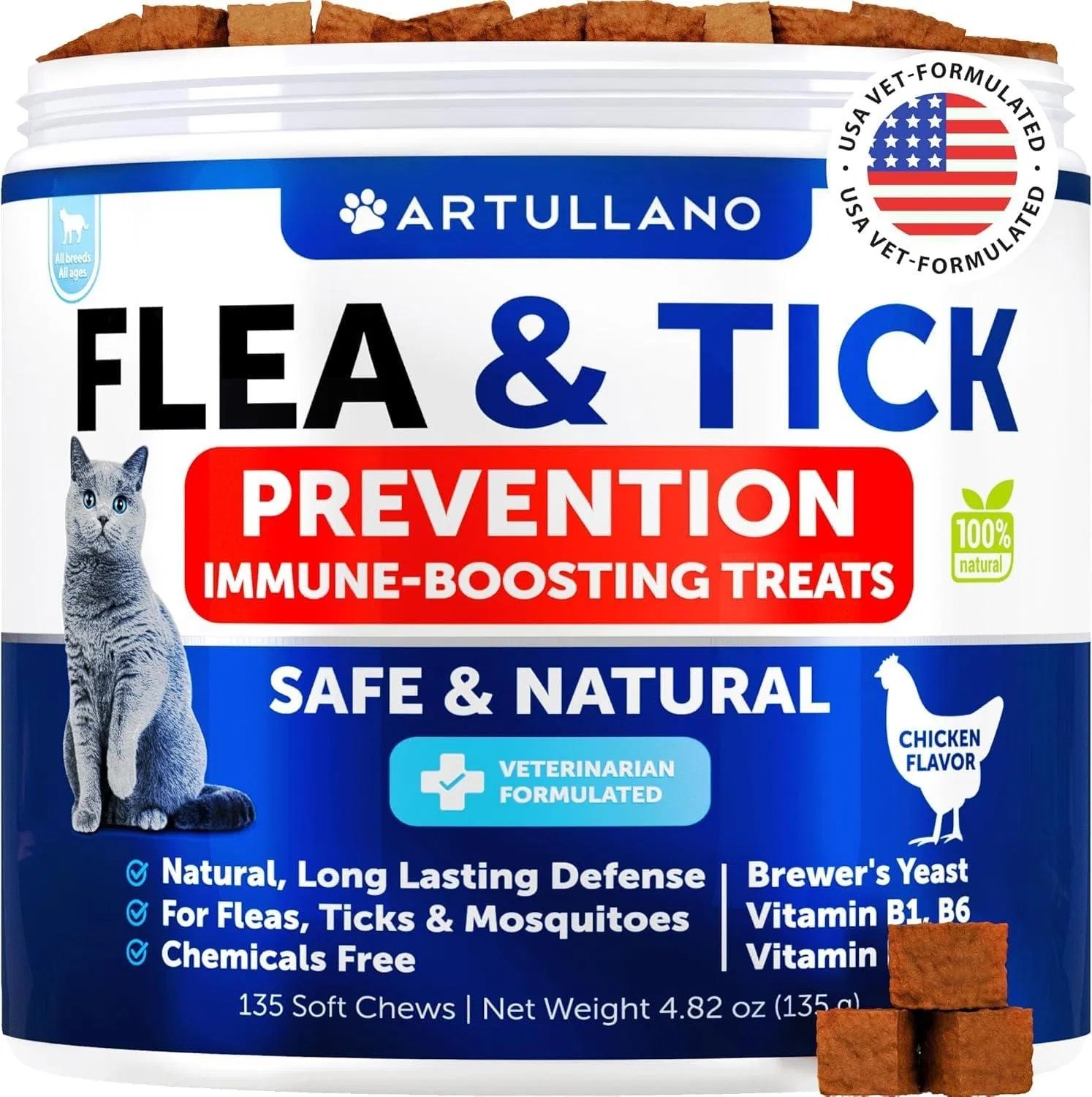 Antipulgas e Carrapatos Mastigável para Gatos Artullano Natural