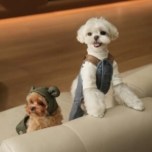 Macacão Acolchoado com Alças para Pets — Quentinho para o Inverno