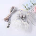 Coleira Peitoral Vestido de Princesa com Renda para Pets