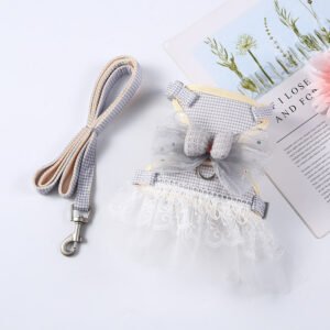 Coleira Peitoral Vestido de Princesa com Renda para Pets