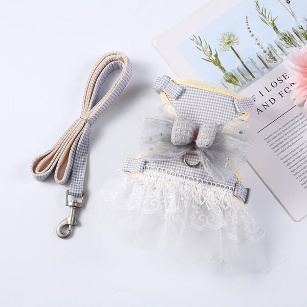 Coleira Peitoral Vestido de Princesa com Renda para Pets