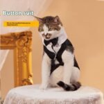 Jaqueta Casual de Duas Pernas com Botões para Cães e Gatos – Preto e Cinza