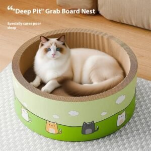 Arranhador Redondo Grande de Papelão com Fundo Profundo - Gatos