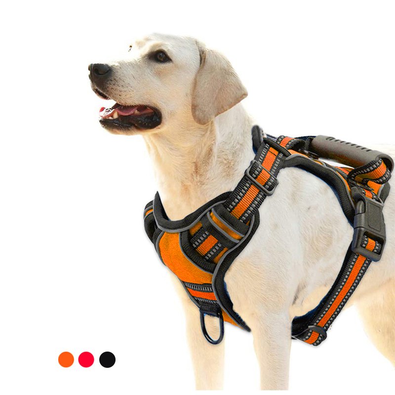 Peitoral Refletivo Respirável para Cães – Anti-Puxão com Faixa de Segurança
