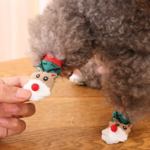 Meias Natalinas para Cães – Papai Noel e Renas com Bordado Especial