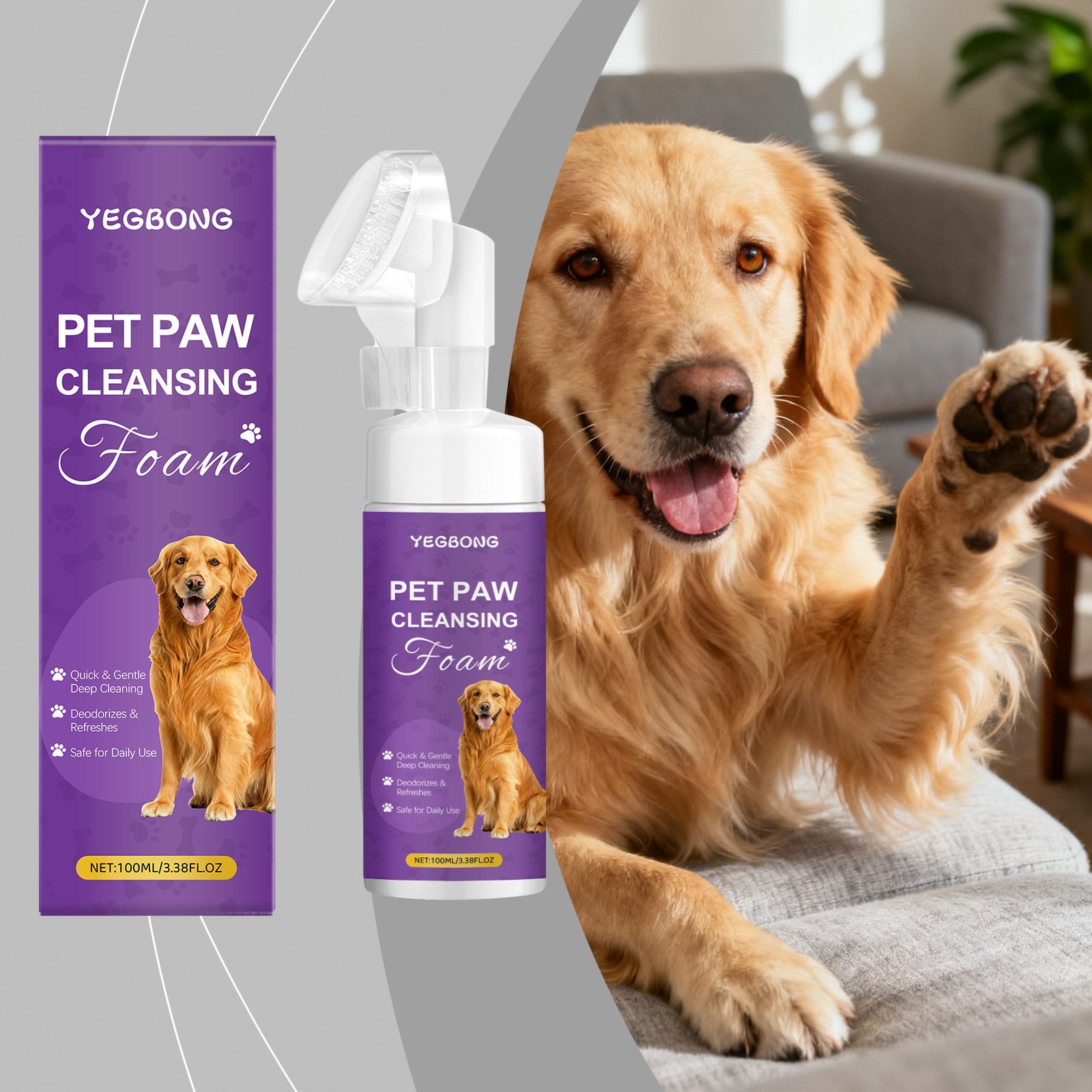 Espuma de Limpeza para Patas de Pets — 100ml