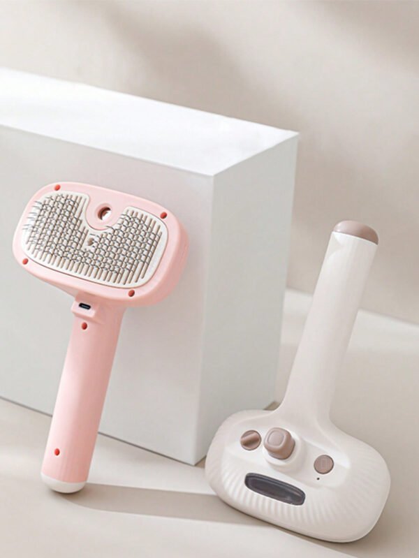 Escova Elétrica com Vaporizador para Pets — Branca com Cabo de Recarga